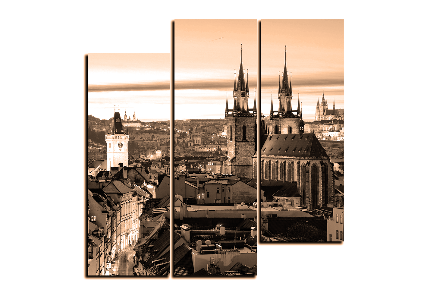 Obraz na plátně - Panoramatický pohled na starú Prahu - čtverec Obraz na plátně - Panoramatický pohled na starú Prahu - čtverec